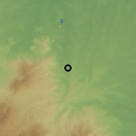 Shaded relief of the 60 km around Tanjung Agung, drawn from the GMTED2010 grid