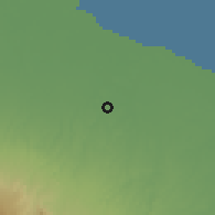 Shaded relief of the 60 km around Tanjung Morawa, drawn from the GMTED2010 grid