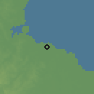 Shaded relief of the 60 km around Tanjung Tiram, drawn from the GMTED2010 grid