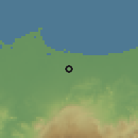 Shaded relief of the 60 km around Tarub, drawn from the GMTED2010 grid