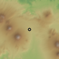 Shaded relief of the 60 km around Temanggung, drawn from the GMTED2010 grid