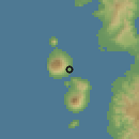 Shaded relief of the 60 km around Ternate, drawn from the GMTED2010 grid