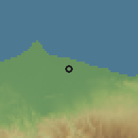 Shaded relief of the 60 km around Tirto, drawn from the GMTED2010 grid