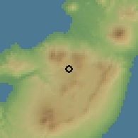 Shaded relief of the 60 km around Tomohon, drawn from the GMTED2010 grid