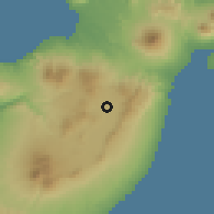 Shaded relief of the 60 km around Tondano, drawn from the GMTED2010 grid