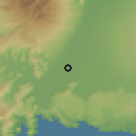 Shaded relief of the 60 km around Tulungagung, drawn from the GMTED2010 grid