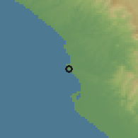 Shaded relief of the 60 km around Bengkulu, drawn from the GMTED2010 grid