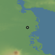 Shaded relief of the 60 km around Waru, drawn from the GMTED2010 grid