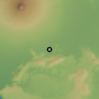 Shaded relief of the 60 km around Wedi, drawn from the GMTED2010 grid
