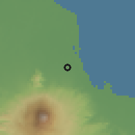 Shaded relief of the 60 km around Weru, drawn from the GMTED2010 grid