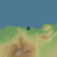 Shaded relief of the 60 km around Besuki, drawn from the GMTED2010 grid
