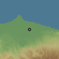 Shaded relief of the 60 km around Wiradesa, drawn from the GMTED2010 grid