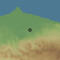 Shaded relief of the 60 km around Wonopringgo, drawn from the GMTED2010 grid