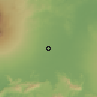 Shaded relief of the 60 km around Wonosari, drawn from the GMTED2010 grid