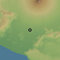 Shaded relief of the 60 km around Yogyakarta, drawn from the GMTED2010 grid