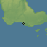 Shaded relief of the 60 km around Biak, drawn from the GMTED2010 grid