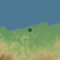 Shaded relief of the 60 km around Bireun, drawn from the GMTED2010 grid