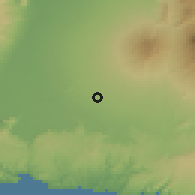 Shaded relief of the 60 km around Blitar, drawn from the GMTED2010 grid