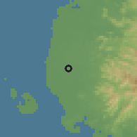 Shaded relief of the 60 km around Bontonompo, drawn from the GMTED2010 grid
