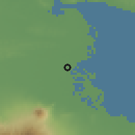 Shaded relief of the 60 km around Buduran, drawn from the GMTED2010 grid