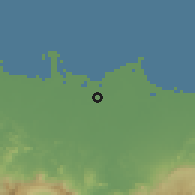 Shaded relief of the 60 km around Bulakamba, drawn from the GMTED2010 grid
