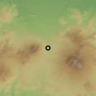 Shaded relief of the 60 km around Caringan, drawn from the GMTED2010 grid