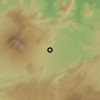 Shaded relief of the 60 km around Cianjur, drawn from the GMTED2010 grid