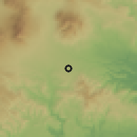 Shaded relief of the 60 km around Cibeureum, drawn from the GMTED2010 grid