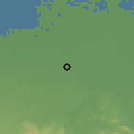 Shaded relief of the 60 km around Cibitung, drawn from the GMTED2010 grid
