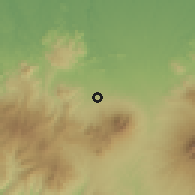 Shaded relief of the 60 km around Cibungbulang, drawn from the GMTED2010 grid