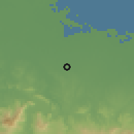 Shaded relief of the 60 km around Cikampek, drawn from the GMTED2010 grid