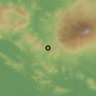 Shaded relief of the 60 km around Cilacap, drawn from the GMTED2010 grid