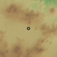 Shaded relief of the 60 km around Cileunyi, drawn from the GMTED2010 grid