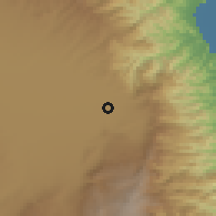 Shaded relief of the 54 km around Ābī Beyglū, drawn from the GMTED2010 grid