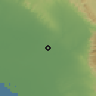 Shaded relief of the 56 km around Āb Pakhsh, drawn from the GMTED2010 grid