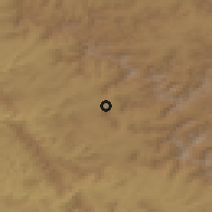 Shaded relief of the 55 km around Bāneh, drawn from the GMTED2010 grid