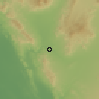 Shaded relief of the 57 km around Berenţīn, drawn from the GMTED2010 grid