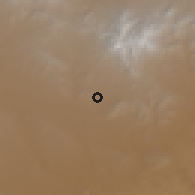 Shaded relief of the 57 km around Bezenjān, drawn from the GMTED2010 grid