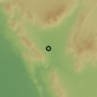 Shaded relief of the 57 km around Bīkā, drawn from the GMTED2010 grid