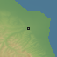 Shaded relief of the 54 km around Bīleh Savār, drawn from the GMTED2010 grid
