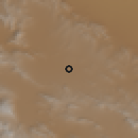 Shaded relief of the 56 km around Borūjen, drawn from the GMTED2010 grid