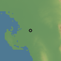 Shaded relief of the 57 km around Choghādak, drawn from the GMTED2010 grid
