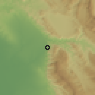 Shaded relief of the 56 km around Dālakī, drawn from the GMTED2010 grid