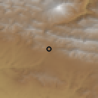 Shaded relief of the 55 km around Damāvand, drawn from the GMTED2010 grid