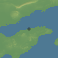 Shaded relief of the 57 km around Dargahān, drawn from the GMTED2010 grid