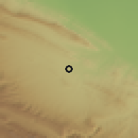 Shaded relief of the 54 km around Dargoza, drawn from the GMTED2010 grid