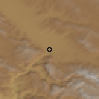 Shaded relief of the 55 km around Dorūd, drawn from the GMTED2010 grid