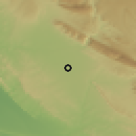 Shaded relief of the 56 km around Eslāmābād, drawn from the GMTED2010 grid