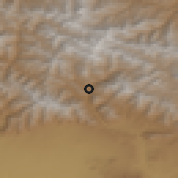 Shaded relief of the 55 km around Fasham, drawn from the GMTED2010 grid