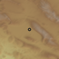Shaded relief of the 57 km around Fīrūzābād, drawn from the GMTED2010 grid